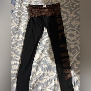 PINK Victoria's Secret Black and Leopard Leggings